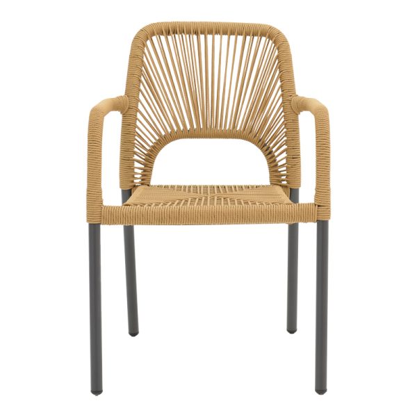 364 000001 3 4 Aluminum armchair Norture pakoworld stackable anthracite frame-natural rattan 57x63x82cmOutdoor furniture > Garden armchairs