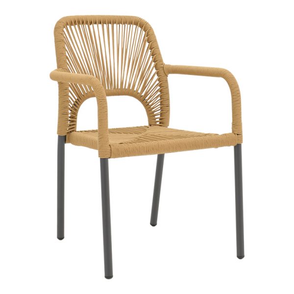 364 000001 7 Aluminum armchair Norture pakoworld stackable anthracite frame-natural rattan 57x63x82cmOutdoor furniture > Garden armchairs
