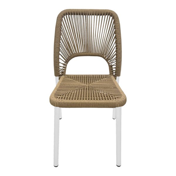 364 000006 3 2 Aluminum chair Norture pakoworld stackable white frame-natural rattan 45x63x82cmOutdoor furniture > Garden chair