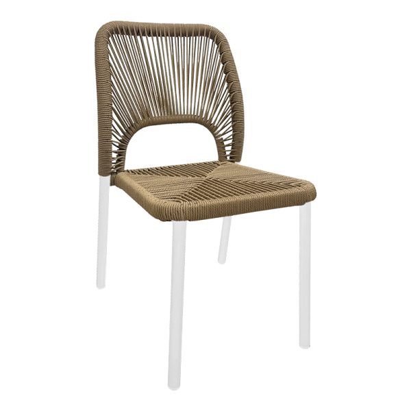 364 000006 5 Aluminum chair Norture pakoworld stackable white frame-natural rattan 45x63x82cmOutdoor furniture > Garden chair