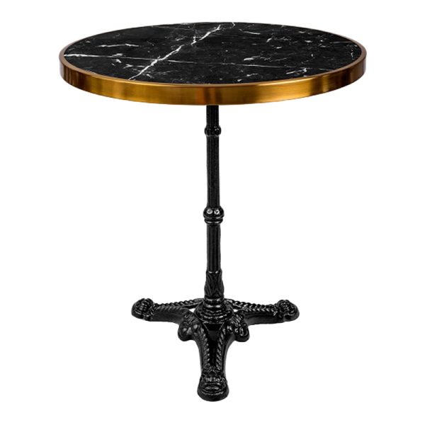 366 000009 6 Andeket marble table pakoworld cast iron in black-gold shade Φ70x72cmIndoor furniture > Dining Tables