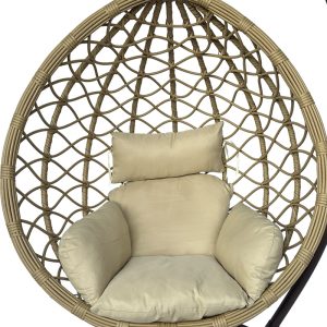 368 000001 3 8 Lyere pakoworld swing nest with brown metal base with beige pe rattan 120x108x195cmOutdoor furniture > Gardens swings