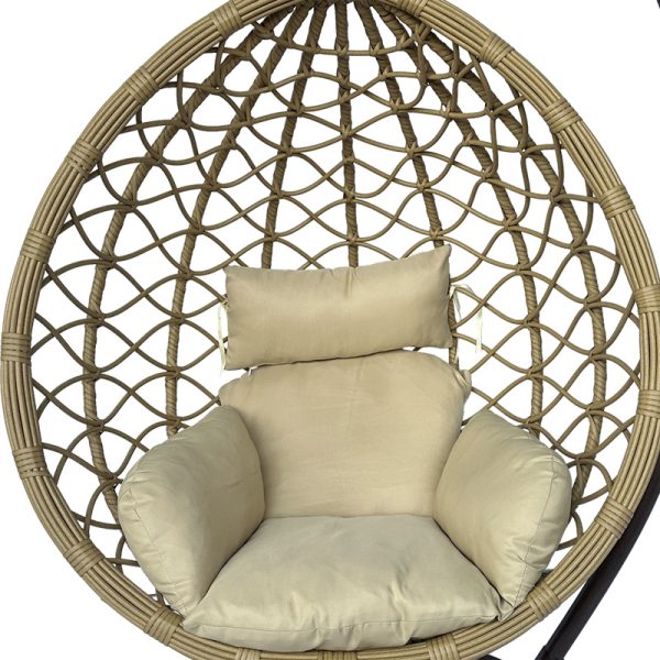 368 000001 3 8 Lyere pakoworld swing nest with brown metal base with beige pe rattan 120x108x195cmOutdoor furniture > Gardens swings