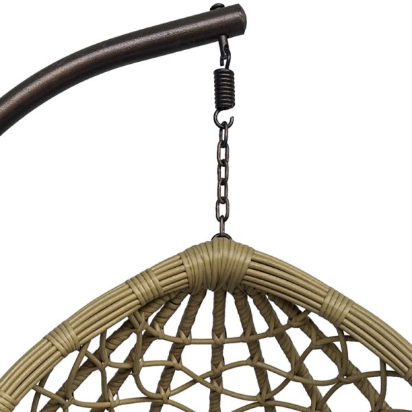 368 000001 4 8 Lyere pakoworld swing nest with brown metal base with beige pe rattan 120x108x195cmOutdoor furniture > Gardens swings