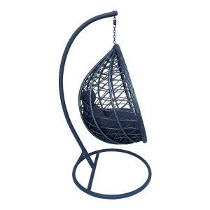 368 000002 2 3 Lyere pakoworld swing nest with grey metal base with grey pe rattan 120x108x195cmOutdoor furniture > Gardens swings