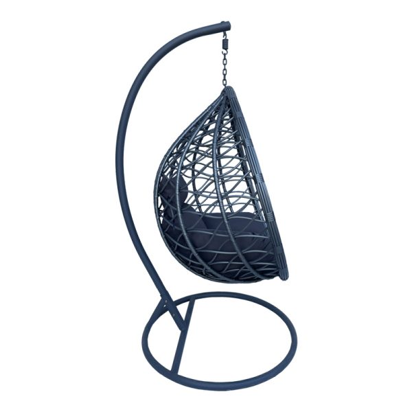 368 000002 2 3 Lyere pakoworld swing nest with grey metal base with grey pe rattan 120x108x195cmOutdoor furniture > Gardens swings