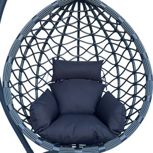 368 000002 3 3 Lyere pakoworld swing nest with grey metal base with grey pe rattan 120x108x195cmOutdoor furniture > Gardens swings