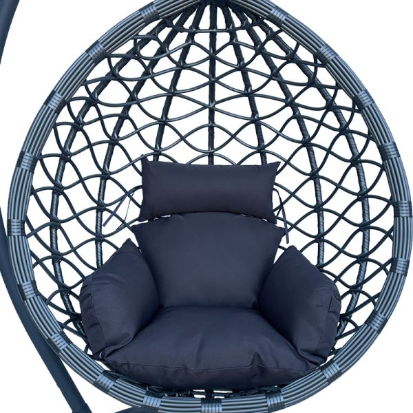 368 000002 3 3 Lyere pakoworld swing nest with grey metal base with grey pe rattan 120x108x195cmOutdoor furniture > Gardens swings
