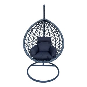368 000002 6 Lyere pakoworld swing nest with grey metal base with grey pe rattan 120x108x195cmOutdoor furniture > Gardens swings