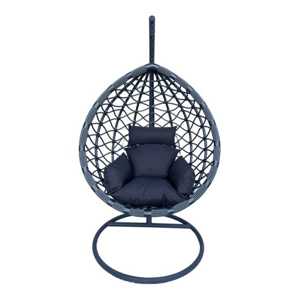368 000002 6 Lyere pakoworld swing nest with grey metal base with grey pe rattan 120x108x195cmOutdoor furniture > Gardens swings