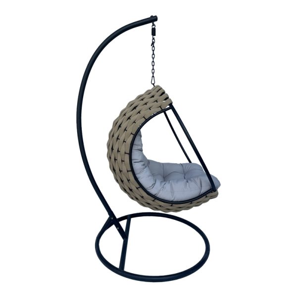 368 000003 2 5 Makito pakoworld swing nest with black metal base - pvc in beige- grey color 100x105x195cmOutdoor furniture > Gardens swings
