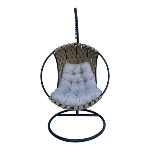 368 000003 8 Makito pakoworld swing nest with black metal base - pvc in beige- grey color 100x105x195cmOutdoor furniture > Gardens swings