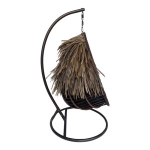 368 000005 2 7 Varur pakoworld swing nest with brown metal base - pe rattan in brown- black color 120x105x195cmOutdoor furniture > Gardens swings