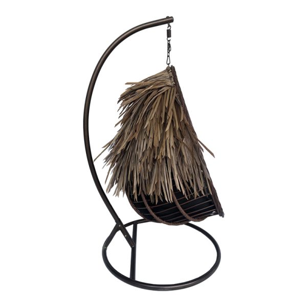 368 000005 2 7 Varur pakoworld swing nest with brown metal base - pe rattan in brown- black color 120x105x195cmOutdoor furniture > Gardens swings