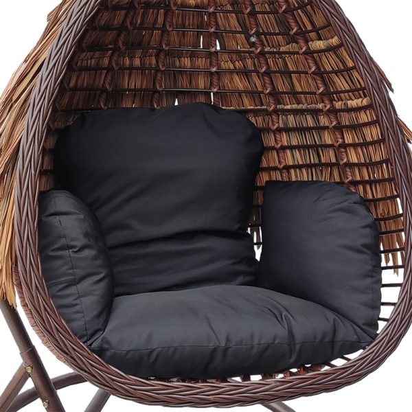 368 000005 3 7 Varur pakoworld swing nest with brown metal base - pe rattan in brown- black color 120x105x195cmOutdoor furniture > Gardens swings
