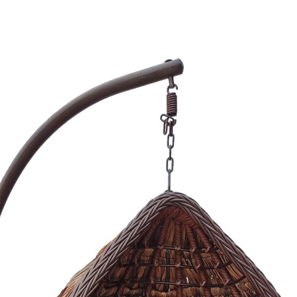 368 000005 4 7 Varur pakoworld swing nest with brown metal base - pe rattan in brown- black color 120x105x195cmOutdoor furniture > Gardens swings