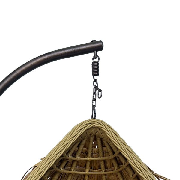 368 000006 4 4 Varur pakoworld swing nest with brown metal base - pe rattan in beige color 120x105x195cmOutdoor furniture > Gardens swings