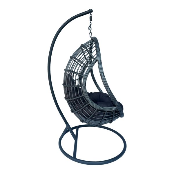 368 000007 2 6 Cungo pakoworld swing nest with metal base - pe rattan in grey color 125x105x195cmOutdoor furniture > Gardens swings