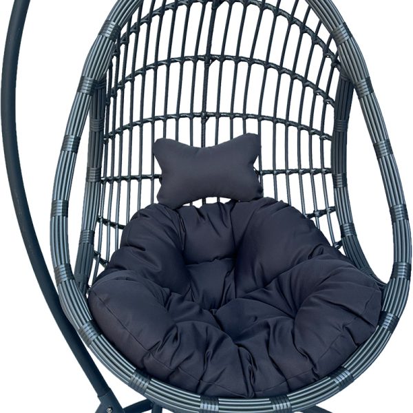 368 000007 3 6 Cungo pakoworld swing nest with metal base - pe rattan in grey color 125x105x195cmOutdoor furniture > Gardens swings