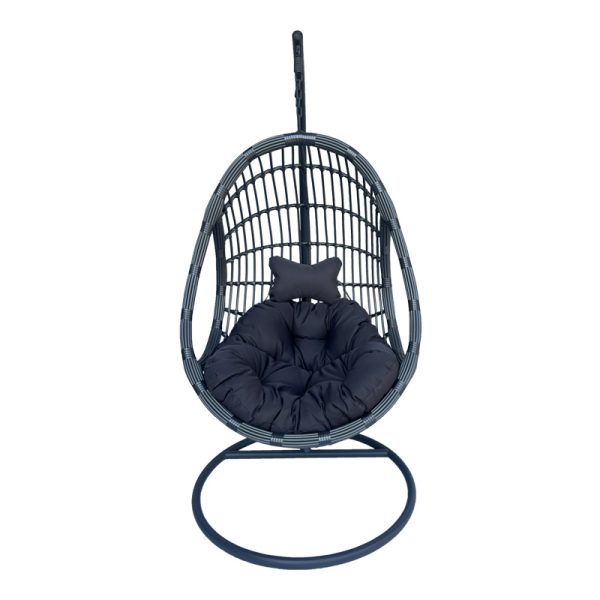 368 000007 9 Cungo pakoworld swing nest with metal base - pe rattan in grey color 125x105x195cmOutdoor furniture > Gardens swings