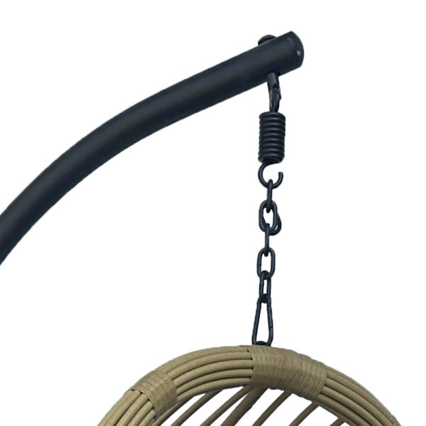 368 000008 4 3 Cungo pakoworld swing nest with black metal base - beige pe rattan with black cushions 125x105x195cmOutdoor furniture > Gardens swings
