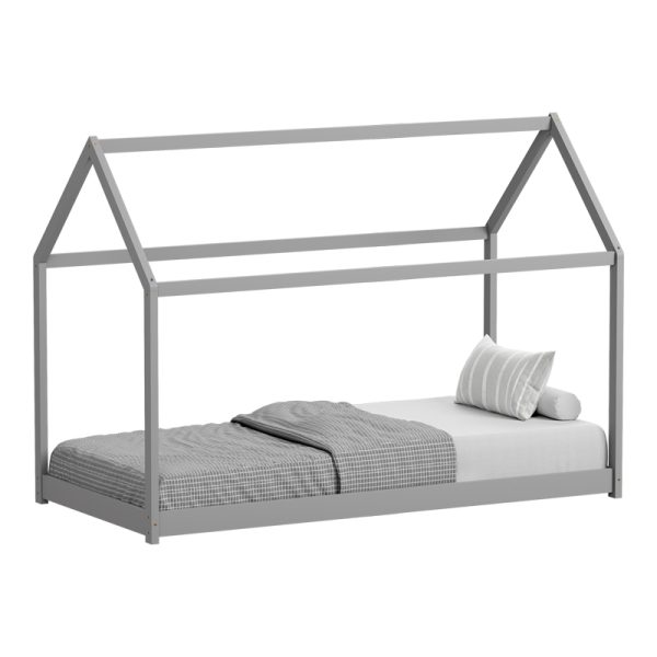 370 000003 1 Children's bed Nino Montessori type pakoworld pine wood in grey shade 90x190cmIndoor furniture > Children's Room