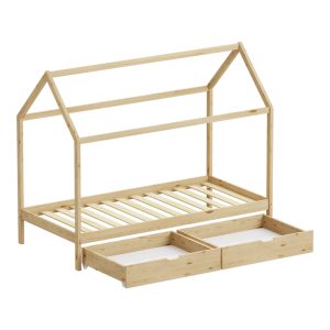 370 000004 3 1 Children's bed Mellin Montessori type with 2 drawers pakoworld pine wood in a natural shade 90x190cmIndoor furniture > Children's Room
