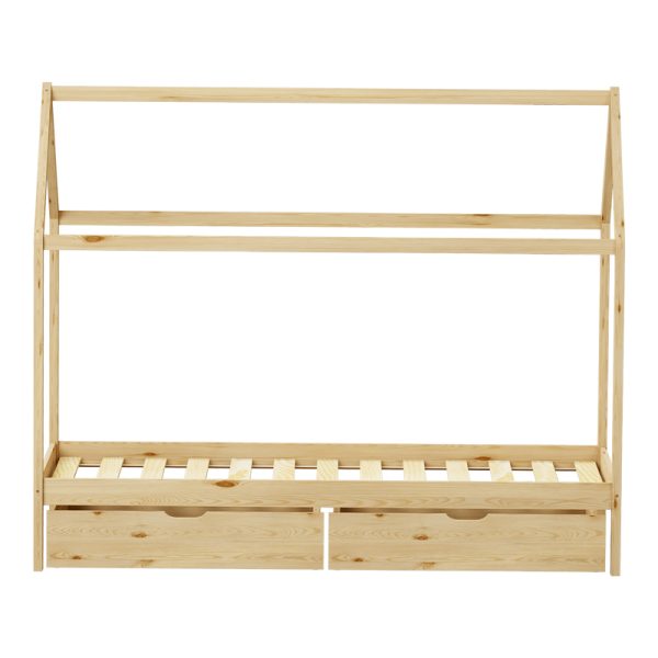 370 000004 4 1 Children's bed Mellin Montessori type with 2 drawers pakoworld pine wood in a natural shade 90x190cmIndoor furniture > Children's Room