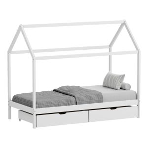 370 000005 1 Children's bed Mellin Montessori type with 2 drawers pakoworld pine wood in white shade 90x190cmIndoor furniture > Children's Room