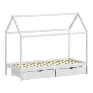 370 000005 2 1 Children's bed Mellin Montessori type with 2 drawers pakoworld pine wood in white shade 90x190cmIndoor furniture > Children's Room