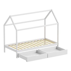 370 000005 3 1 Children's bed Mellin Montessori type with 2 drawers pakoworld pine wood in white shade 90x190cmIndoor furniture > Children's Room