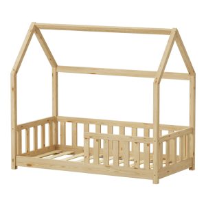 370 000006 2 2 Bambie children's bed with railing Montessori type pakoworld pine wood in natural shade 70x140cmIndoor furniture > Children's Room