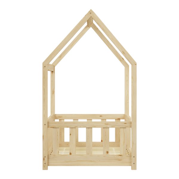 370 000006 3 2 Bambie children's bed with railing Montessori type pakoworld pine wood in natural shade 70x140cmIndoor furniture > Children's Room