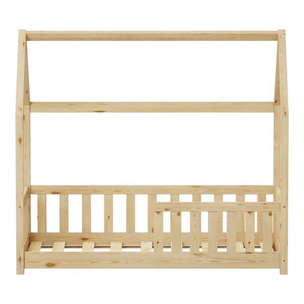 370 000006 4 2 Bambie children's bed with railing Montessori type pakoworld pine wood in natural shade 70x140cmIndoor furniture > Children's Room