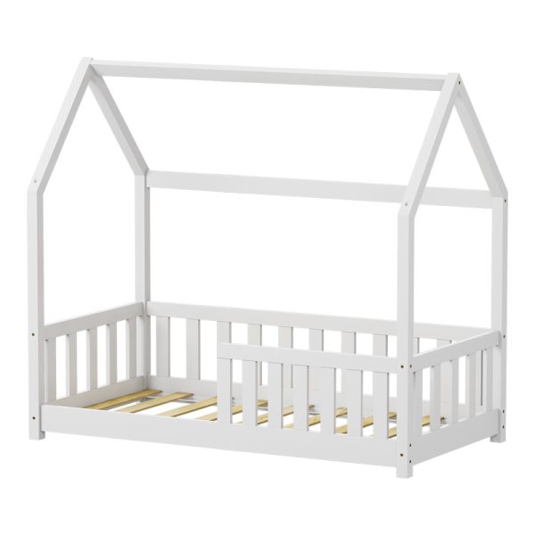 370 000007 2 2 Bambie children's bed with railing Montessori type pakoworld pine wood in white shade 70x140cmIndoor furniture > Children's Room