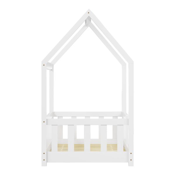 370 000007 4 2 Bambie children's bed with railing Montessori type pakoworld pine wood in white shade 70x140cmIndoor furniture > Children's Room