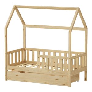 370 000008 2 1 Montessori-style Bendina children's bed with drawer pakoworld pine wood in natural shade 70x140cmIndoor furniture > Children's Room