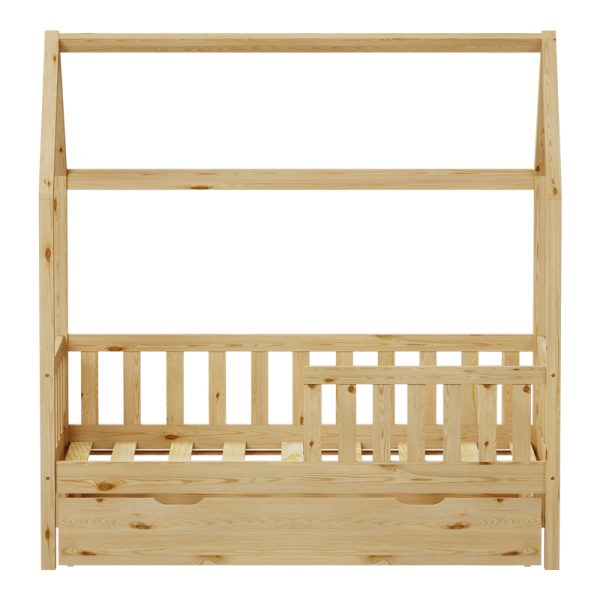 370 000008 4 1 Montessori-style Bendina children's bed with drawer pakoworld pine wood in natural shade 70x140cmIndoor furniture > Children's Room