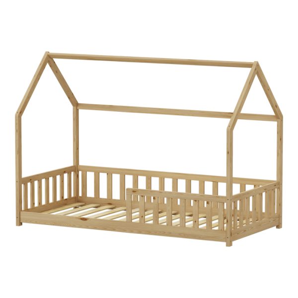 370 000010 2 2 Montessori-style Callan children's bed with rails pakoworld pine wood in natural color 90x190cmIndoor furniture > Children's Room