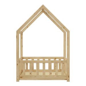 370 000010 4 2 Montessori-style Callan children's bed with rails pakoworld pine wood in natural color 90x190cmIndoor furniture > Children's Room