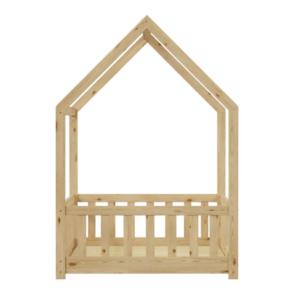370 000010 4 2 Montessori-style Callan children's bed with rails pakoworld pine wood in natural color 90x190cmIndoor furniture > Children's Room