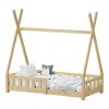 370 000020 1 Montessori-style Callan children's bed with rails pakoworld pine wood in natural color 90x190cmIndoor furniture > Children's Room