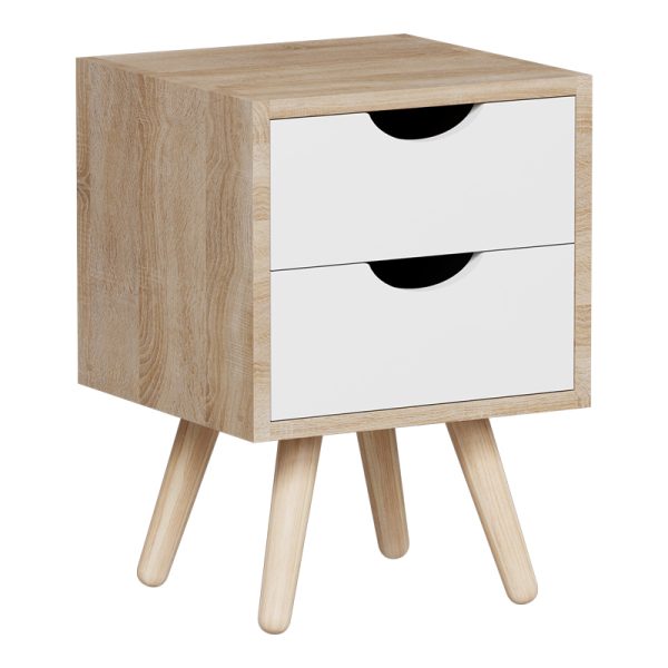 370 000024 4 Selma bedside table pakoworld in sonoma-white shade 29.7x29.7x45cmIndoor furniture > Bedside tables