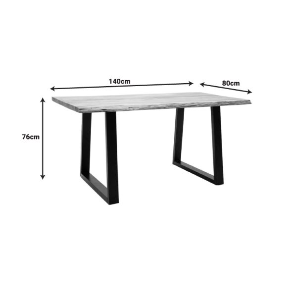 372 000002 4 3 Miles pakoworld table solid acacia wood thickness 3.7-4cm in natural shade with black metal legs 140x80x76cmBOHO CHIC > Dining Tables