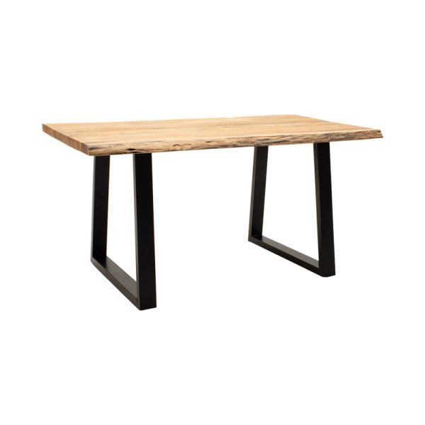 372 000002 6 Miles pakoworld table solid acacia wood thickness 3.7-4cm in natural shade with black metal legs 140x80x76cmBOHO CHIC > Dining Tables