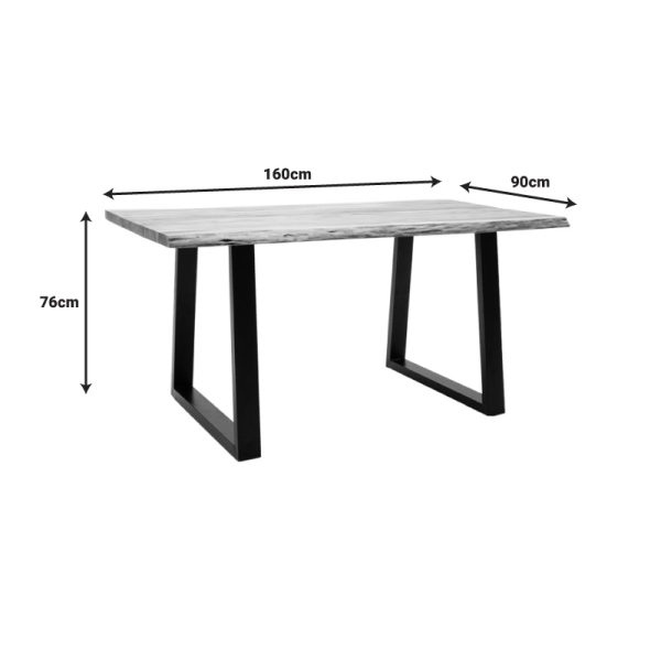 372 000004 4 3 Miles pakoworld table solid acacia wood thickness 3.7-4cm in natural shade with black metal legs 160x90x76cmBOHO CHIC > Dining Tables