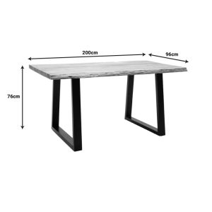 372 000007 4 2 Miles pakoworld table solid acacia wood thickness 3.7-4cm in natural shade with black metal legs 200x96x76cmBOHO CHIC > Dining Tables
