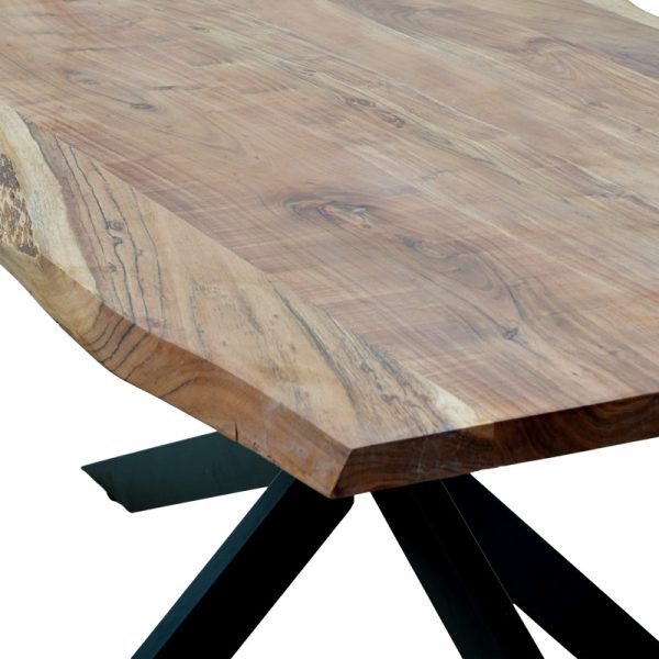372 000013 3 1 Miles pakoworld table solid acacia wood thickness 3.7-4cm in natural shade with black metal legs 200x100x76cmBOHO CHIC > Dining Tables