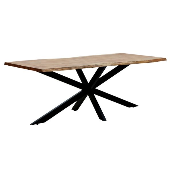 372 000013 4 Miles pakoworld table solid acacia wood thickness 3.7-4cm in natural shade with black metal legs 200x100x76cmBOHO CHIC > Dining Tables