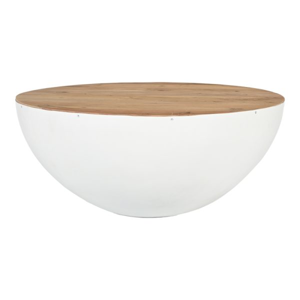 372 000015 5 Coffee table Coffelty Inart white metal-solid acacia wood D90x40cmBOHO CHIC > Coffee Tables